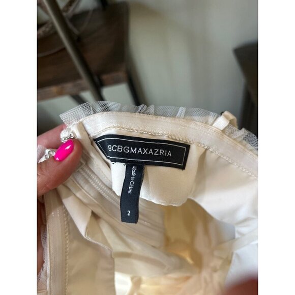 BCBGMAXAZRIA Oly Corset Tulle Gown Gardenia Womens Size 2 - Picture 8 of 9